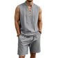 👕 PROMO LIMITÉE 50% DE RÉDUCTION ! ✨ Ensemble Homme en Lin – Haut sans Manches Lacé, Short, 7 Couleurs ☀️