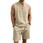 👕 PROMO LIMITÉE 50% DE RÉDUCTION ! ✨ Ensemble Homme en Lin – Haut sans Manches Lacé, Short, 7 Couleurs ☀️