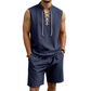 👕 PROMO LIMITÉE 50% DE RÉDUCTION ! ✨ Ensemble Homme en Lin – Haut sans Manches Lacé, Short, 7 Couleurs ☀️