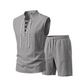 👕 PROMO LIMITÉE 50% DE RÉDUCTION ! ✨ Ensemble Homme en Lin – Haut sans Manches Lacé, Short, 7 Couleurs ☀️