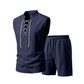 👕 PROMO LIMITÉE 50% DE RÉDUCTION ! ✨ Ensemble Homme en Lin – Haut sans Manches Lacé, Short, 7 Couleurs ☀️