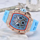 ⌚ Édition limitée – 50 % de réduction ! ✨ Montre de luxe pour homme, forme tonneau, ornée de strass