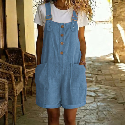 👖 50% DE RÉDUCTION ✨ Combinaison rétro femme – Bretelles réglables, boutonnage devant & grandes poches – Tissu polyester léger, 7 couleurs – parfaite pour le printemps, l’été ou un look décontracté 🌸