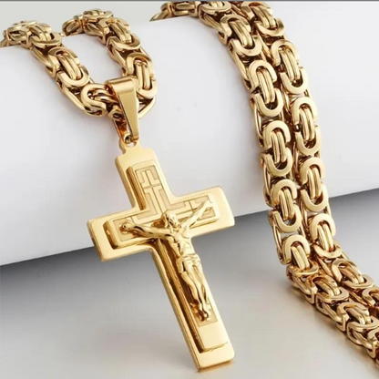 📢📢50 % DE RÉDUCTION !! ⏰Men's Vintage Chain Necklace with Cross Pendant