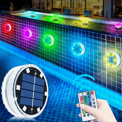💡 ACHETEZ 3, OBTENEZ 1 GRATUIT ! 🏊 Lumières LED solaires RGB étanches pour piscine & jardin – 7 couleurs, télécommande & autonomes – parfaites pour bassin, allée ou décoration extérieure 🌿