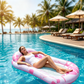 📢📢60 % DE RÉDUCTION !! ⏰Hamac Flottant Gonflable pour Piscine avec Centre en Filet – Confort & Fraîcheur pour l'Été