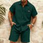 📢📢40% DE RÉDUCTION !! ⏰Ensemble Chemise & Short en Maille Gaufre à Manches Courtes pour Homme