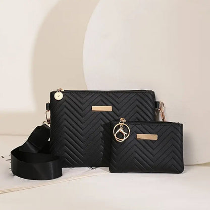 📢📢40% DE RÉDUCTION !! ⏰Ensemble de sacs à bandoulière pour femme à motif gaufré ondulé, sac à épaule de travail avec bandoulière large