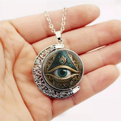 👁️ -50% ! ✨ Collier Pendentif Œil Omniscient Vintage – Alliage de Zinc – Or/Argenté – Design Mystérieux Rétro pour Quotidien et Soirées 🖤