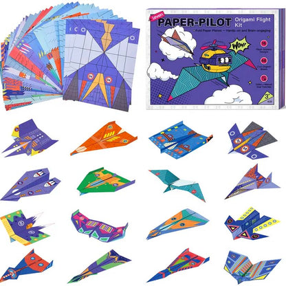 ✈️🛒 -50% ! 🎨Kit d’Avions en Papier Créatifs DIY pour Enfants – 16 Modèles, Pliage Facile & Papier Premium