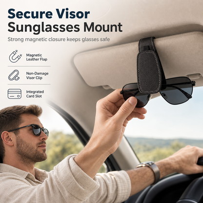 📢📢40% DE RÉDUCTION !! ⏰🚗 Porte-lunettes de soleil pour voiture — Clip magnétique en cuir, support cartes et tickets