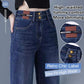 Jean droit à jambe large, taille haute et double boutonnage